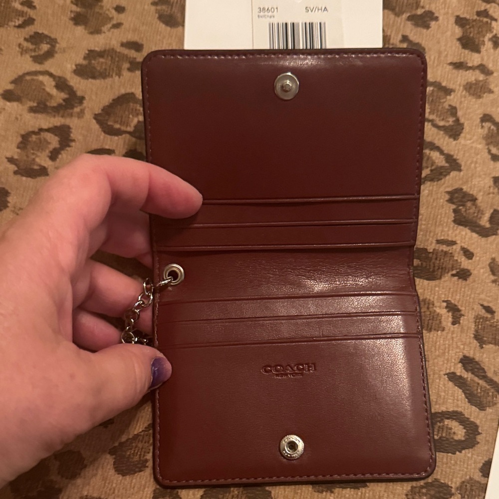 🐷 Coach Cream Party Pig Trail Bag Zip Wallet  and Credit Card Holder Keychain - Picture 14 of 17